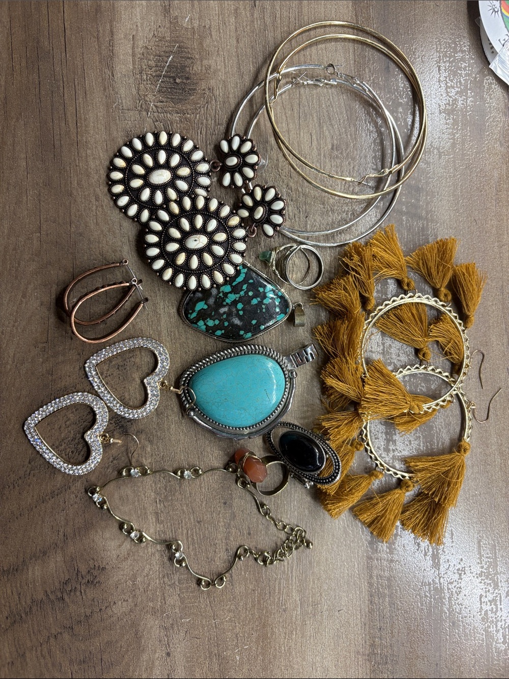 Boho Turquoise Earrings rings and pendants bundle